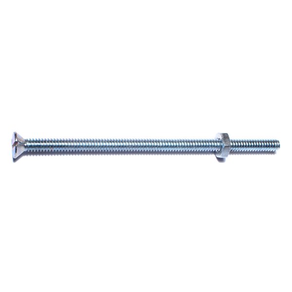Midwest Fastener 3/16"-24 x 4 in Slotted Flat Machine Screw, Zinc Plated Steel, 10 PK 60101